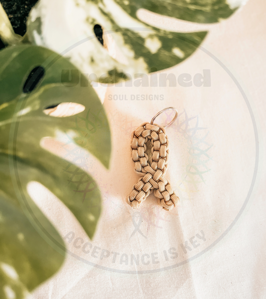 Gold Awareness Ribbon Keychain