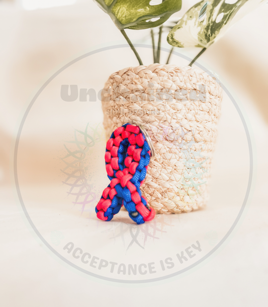 Pink and Blue Awareness Ribbon Keychain