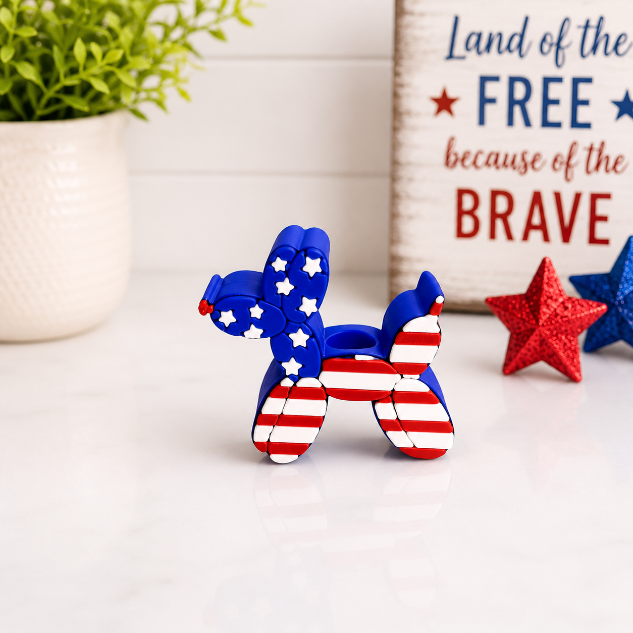 Patriotic Balloon Dog | 3D Printed Straw Topper
