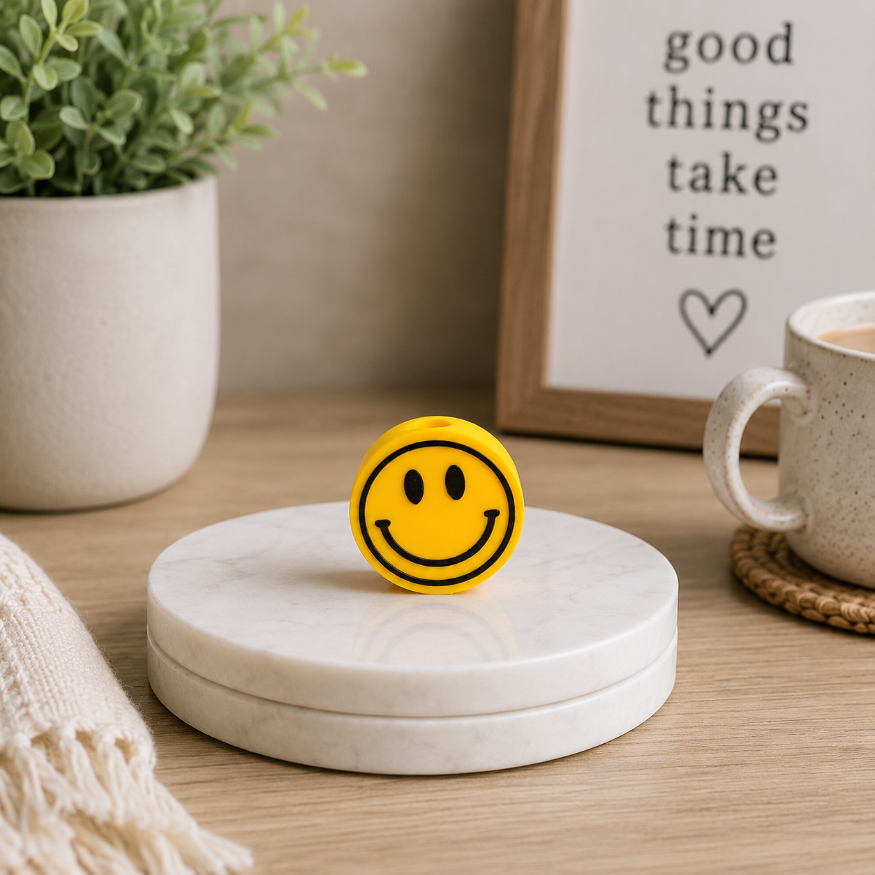 Happy Face Smiley | 3D Printed Straw Topper