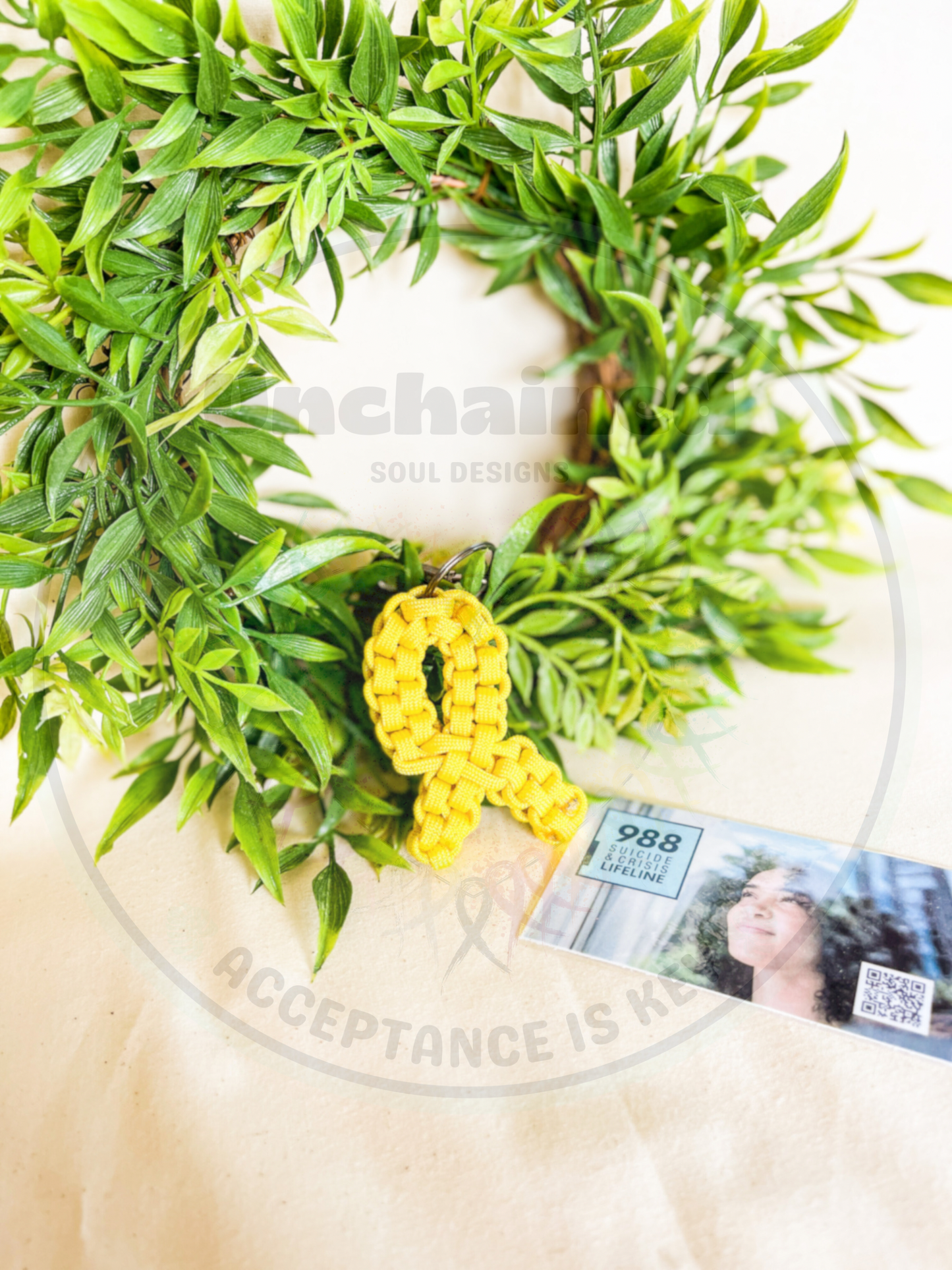 Yellow Awareness Ribbon Keychain