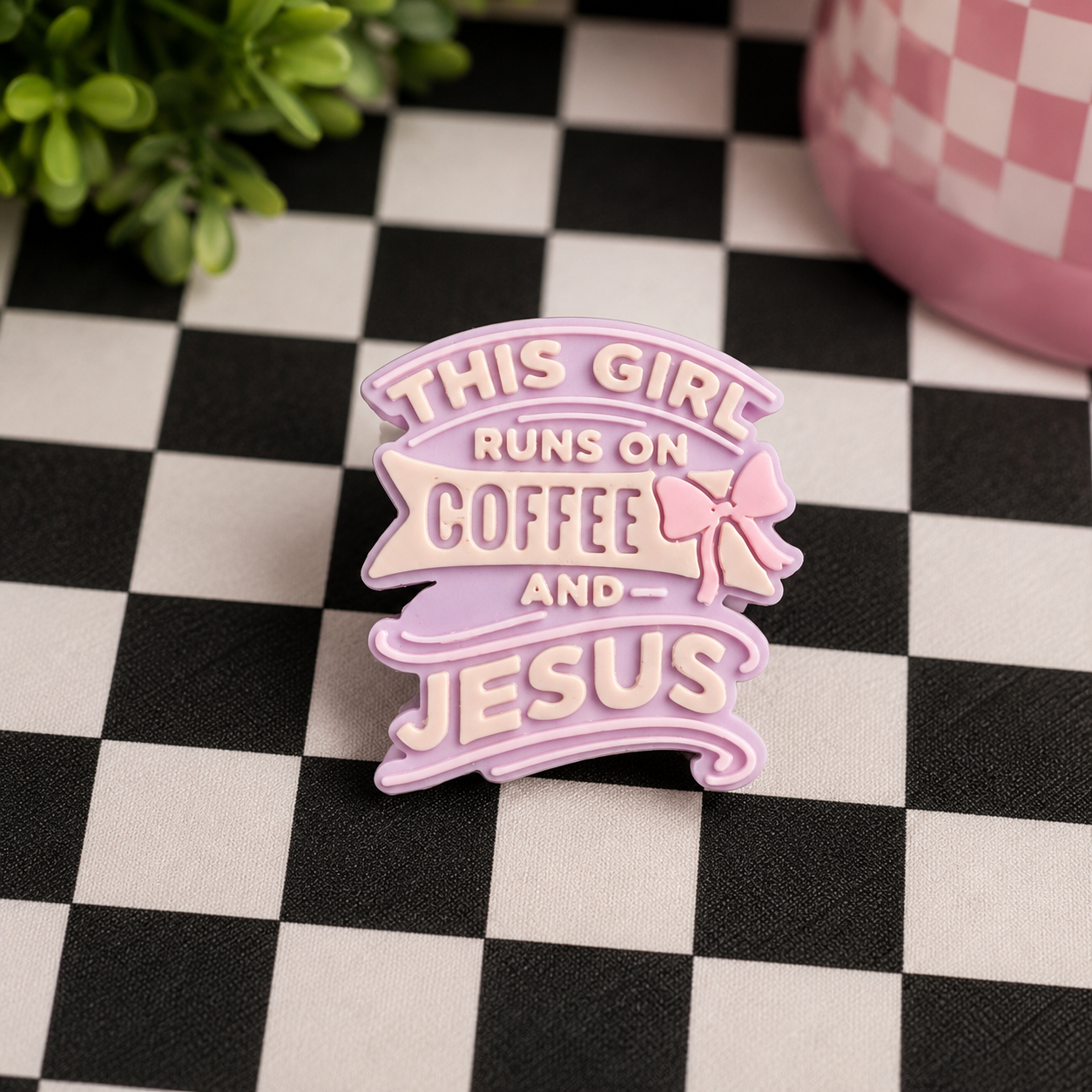 This Girl runs on Coffee and Jesus | 3D Printed Straw Topper