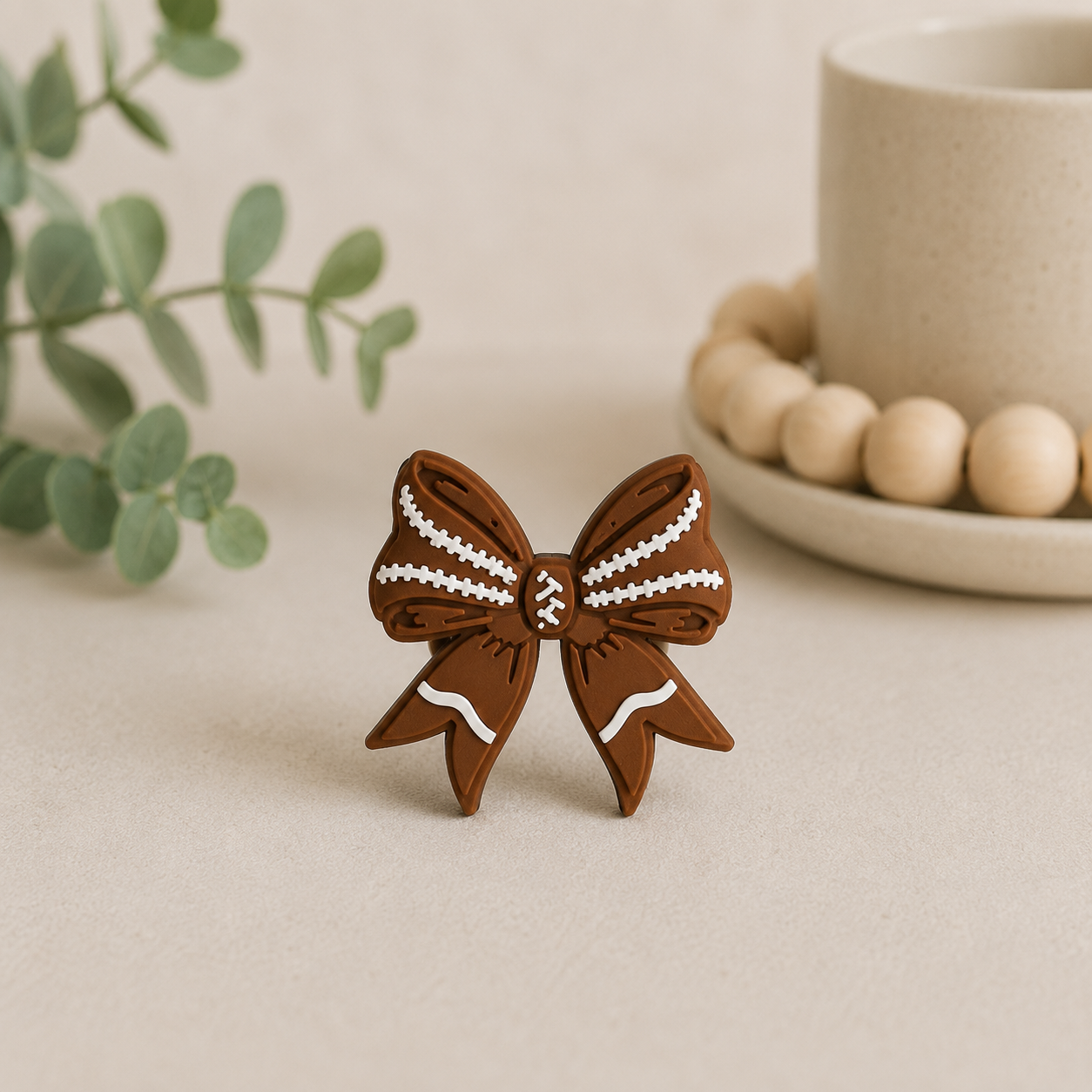 Stitched Football Bow | 3D Printed Straw Topper