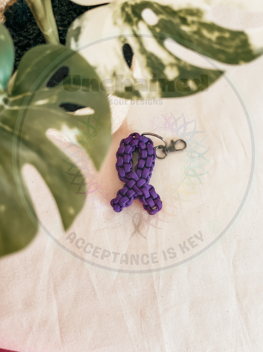 Purple Awareness Ribbon Keychain