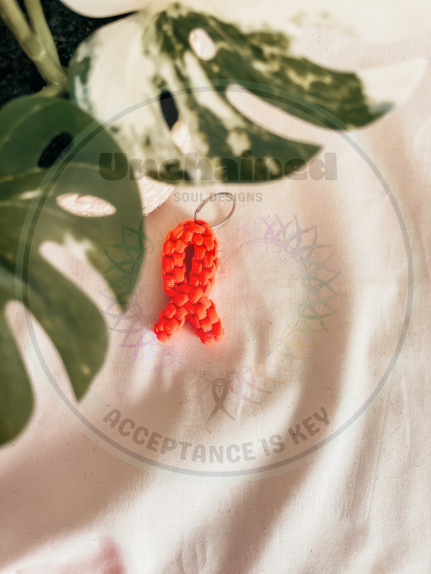 Orange Awareness Ribbon Keychain