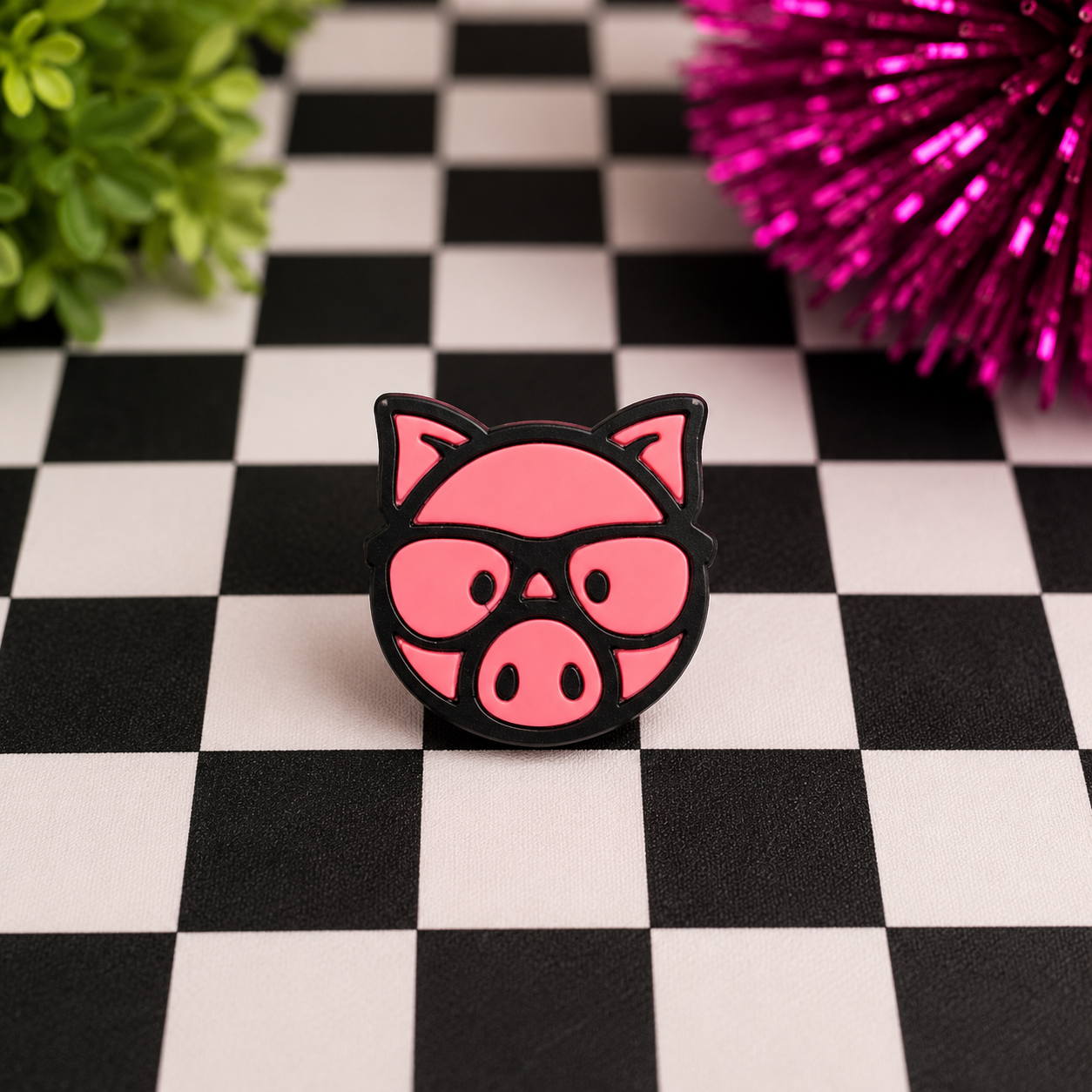 'Cool' Pig with Glasses | 3D Printed Straw Topper