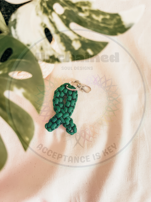 Green Awareness Ribbon Keychain
