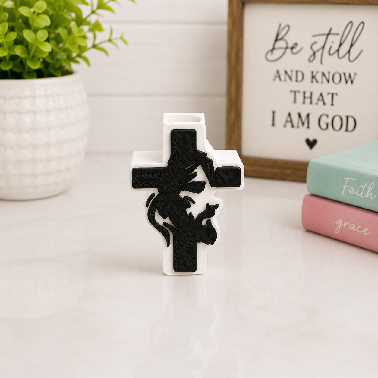 Cross with The Face of Jesus | 3D Printed Straw topper