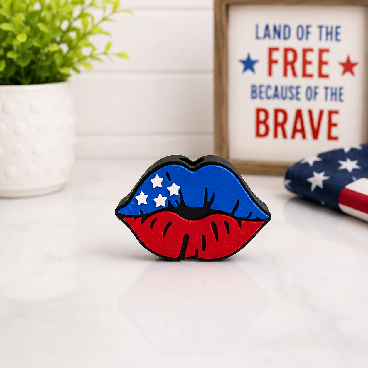 Patriotic Lips | 3D Printed Straw Topper