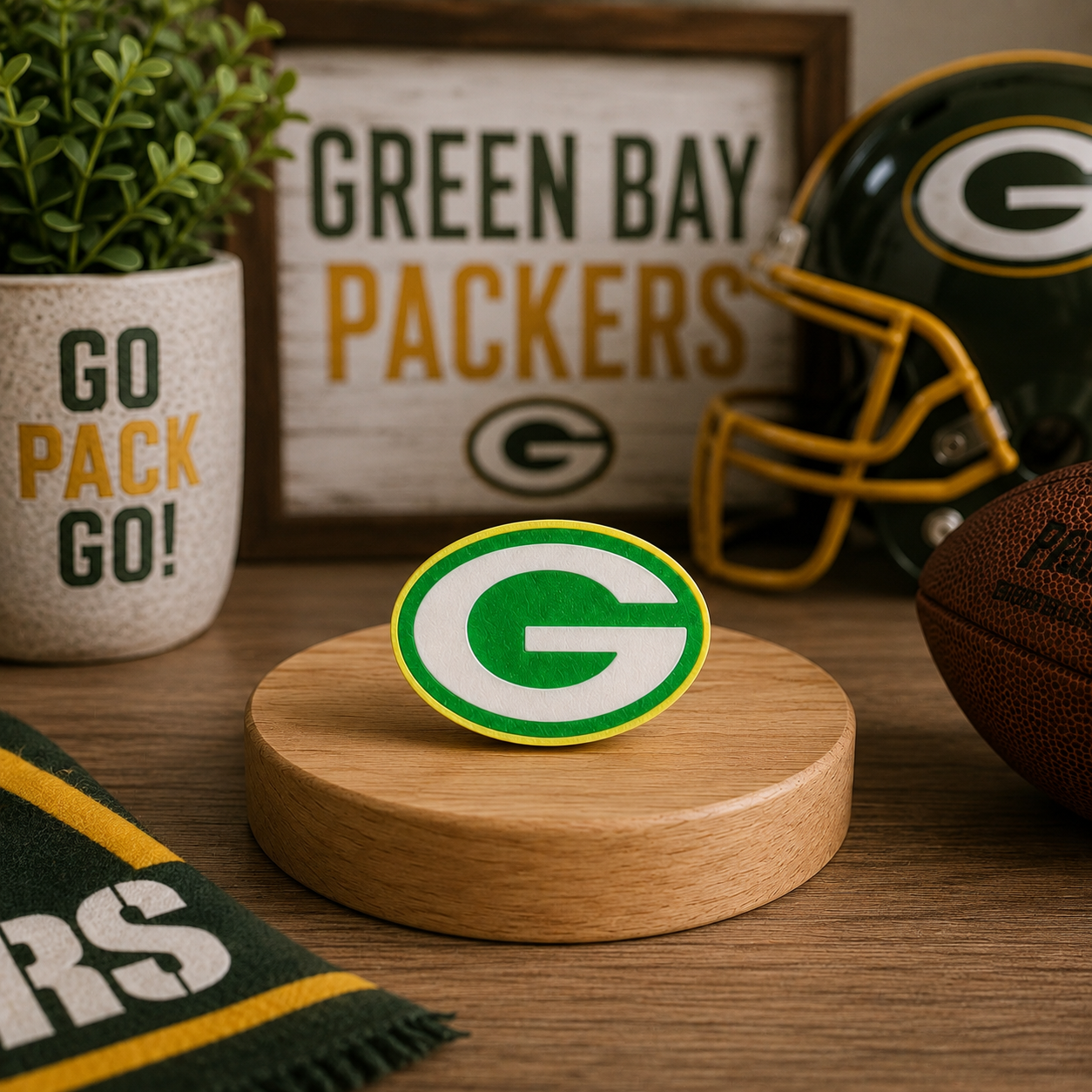 Green & Gold Football | 3D Printed Straw Topper
