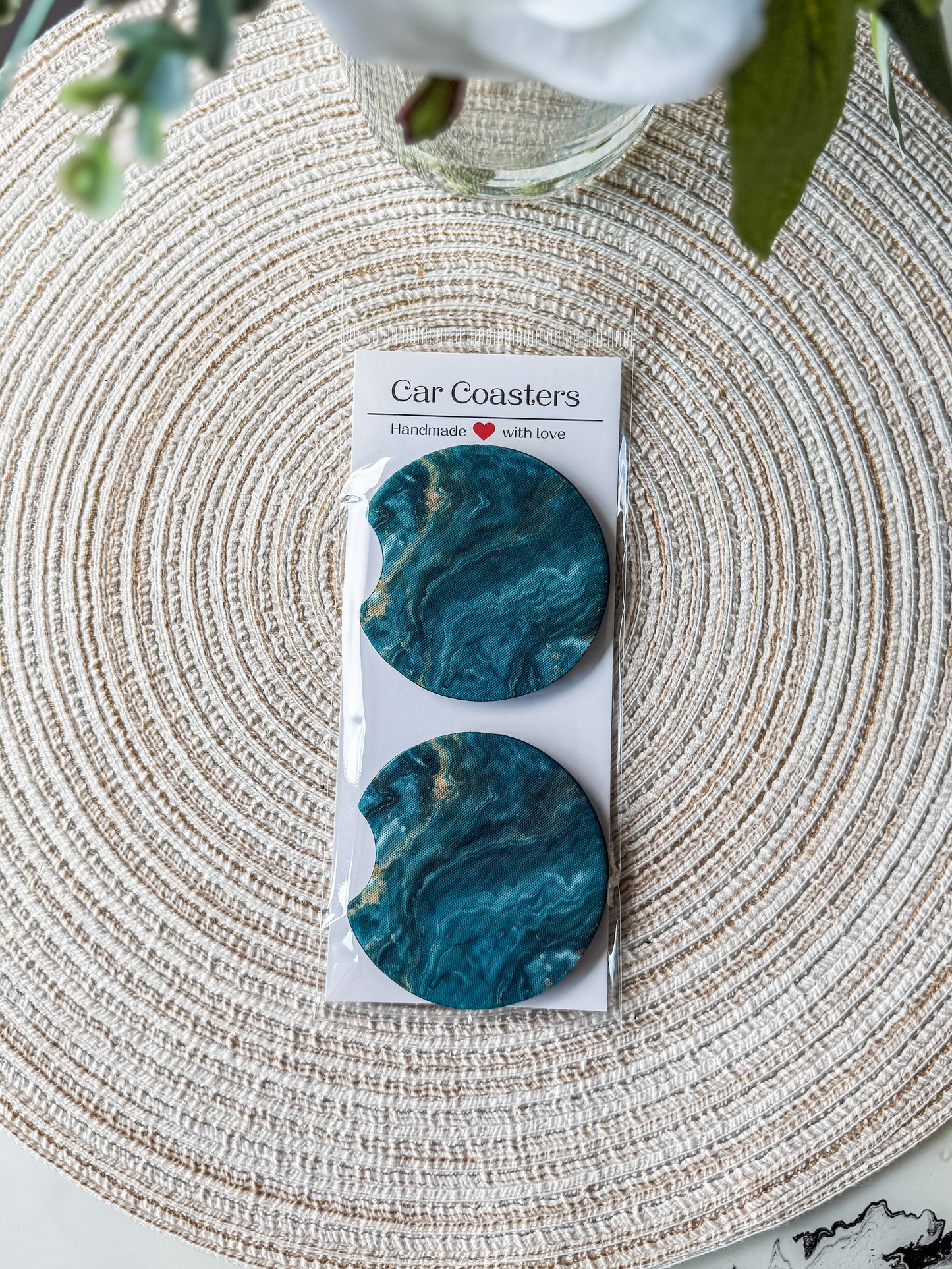 Teal Marble Car Coaster