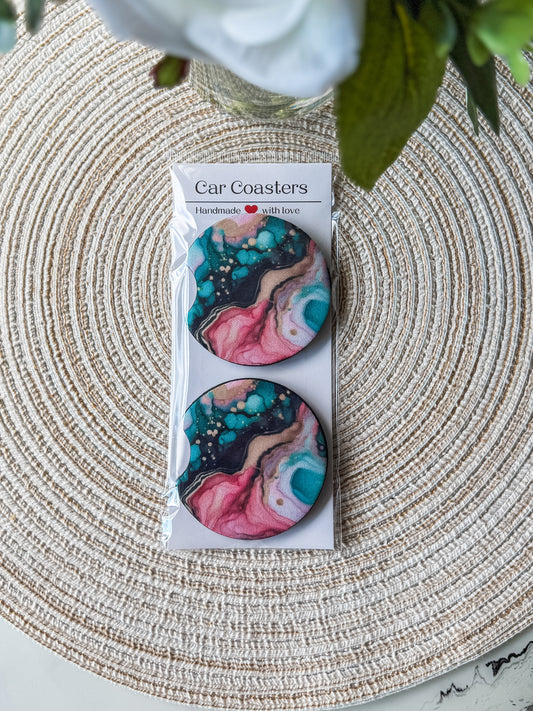 Bright Colorful Marble Car Coaster