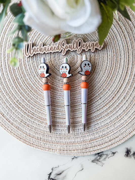 Ghost Trick or Treating| Beaded Pen