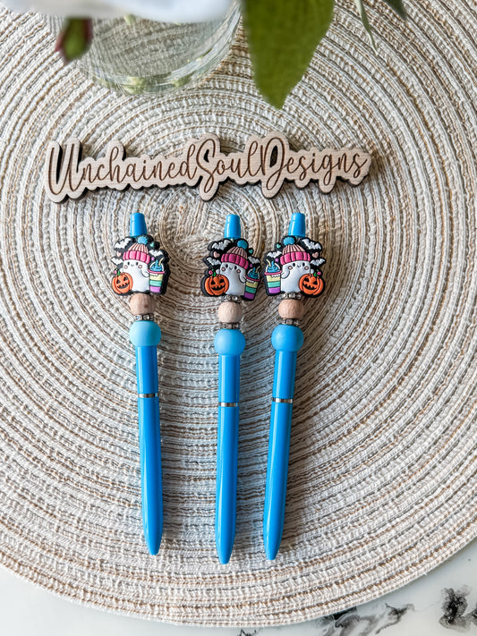 Ghost with Coffee| Beaded Pen