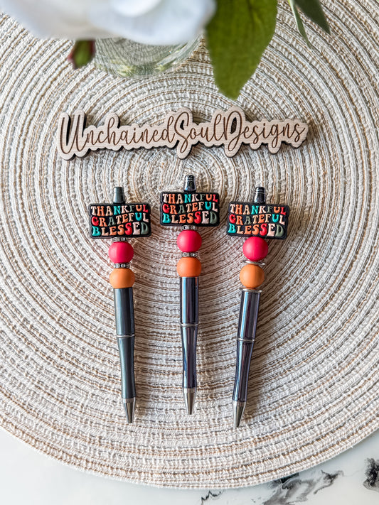 Thankful Grateful Blessed| Beaded Pen