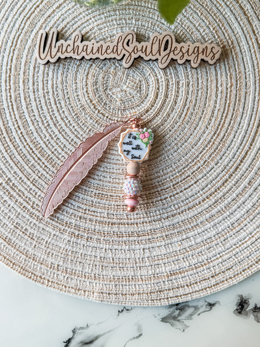 It is Well| Beaded Bookmark-Feather