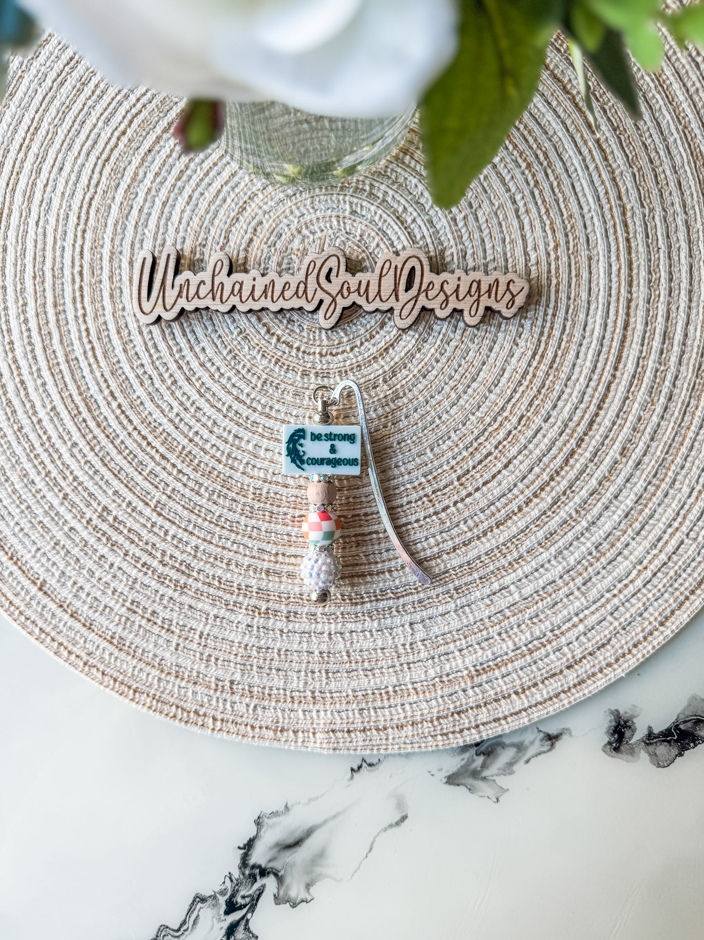 Be Strong & Courageous| Beaded Bookmark