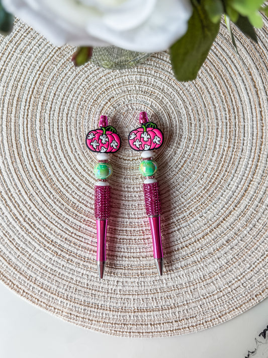 Pink Pumpkins with Ghost| Beaded Pen