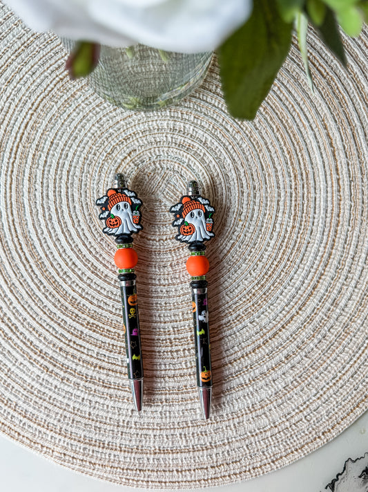 Ghost with Coffee| Beaded Pen