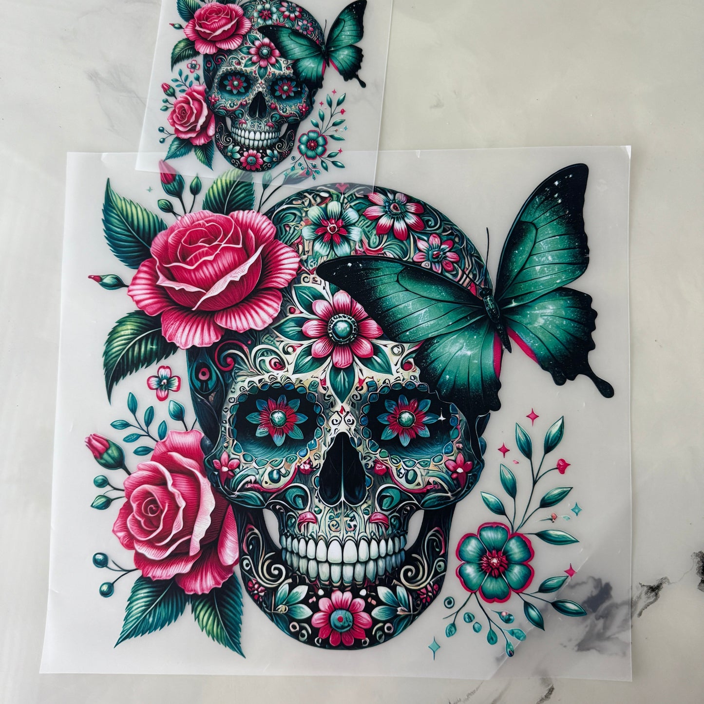 Skull with Florals and Butterflies| Adult Tee