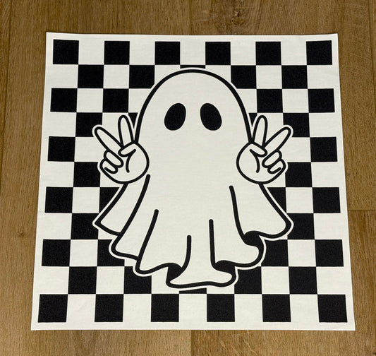 Checkered Ghost-Black or White| Adult Tee