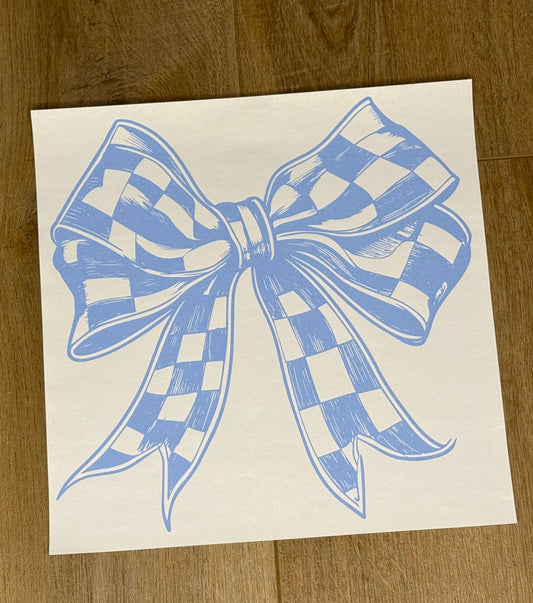 Blue & White Checkered Bow| Adult Tee