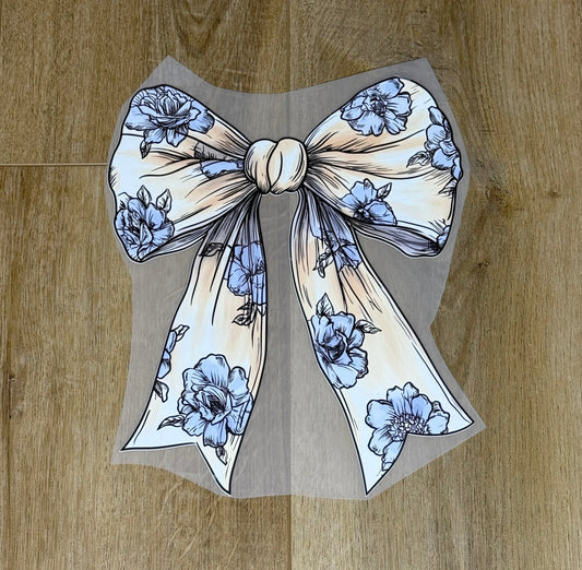 Coquette Blue Floral Bow| Adult Tee