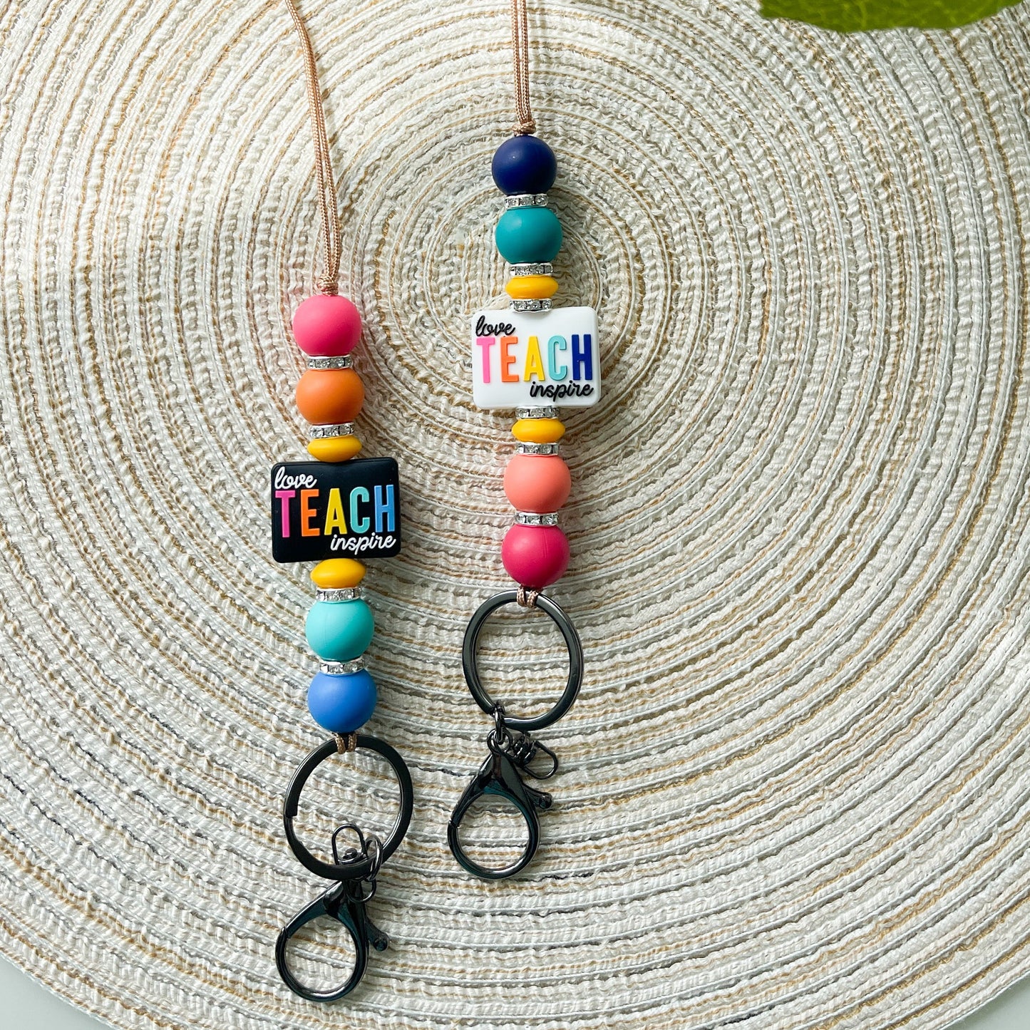 Love. Teach. Inspire| Handmade Beaded Lanyard