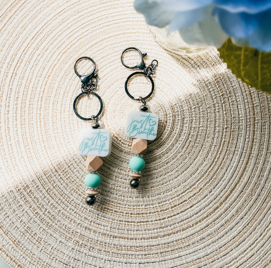 Just Breathe (White and Blue)| Keychain