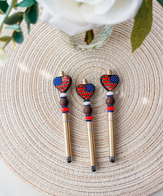 America Flag Leopard Heart| Pen