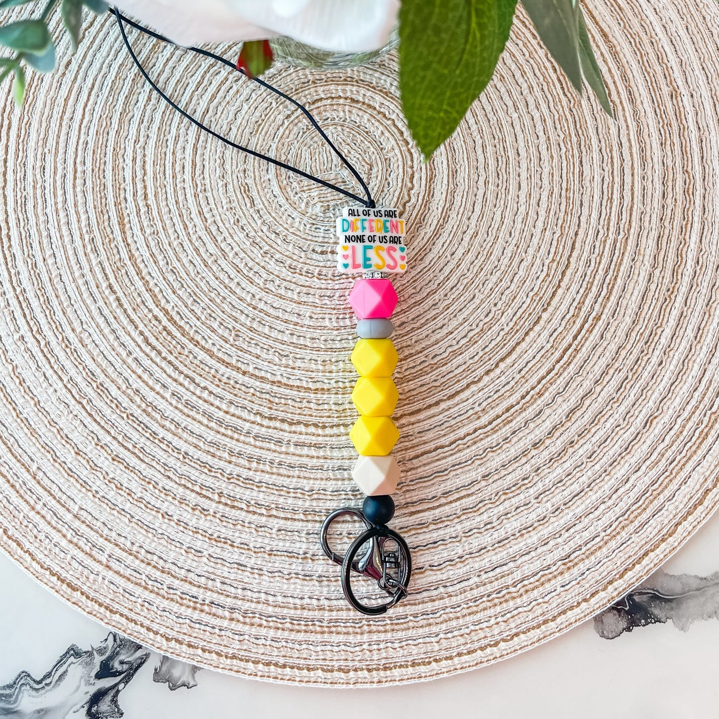 All of Us are Different No one is less| Handmade Beaded Lanyard