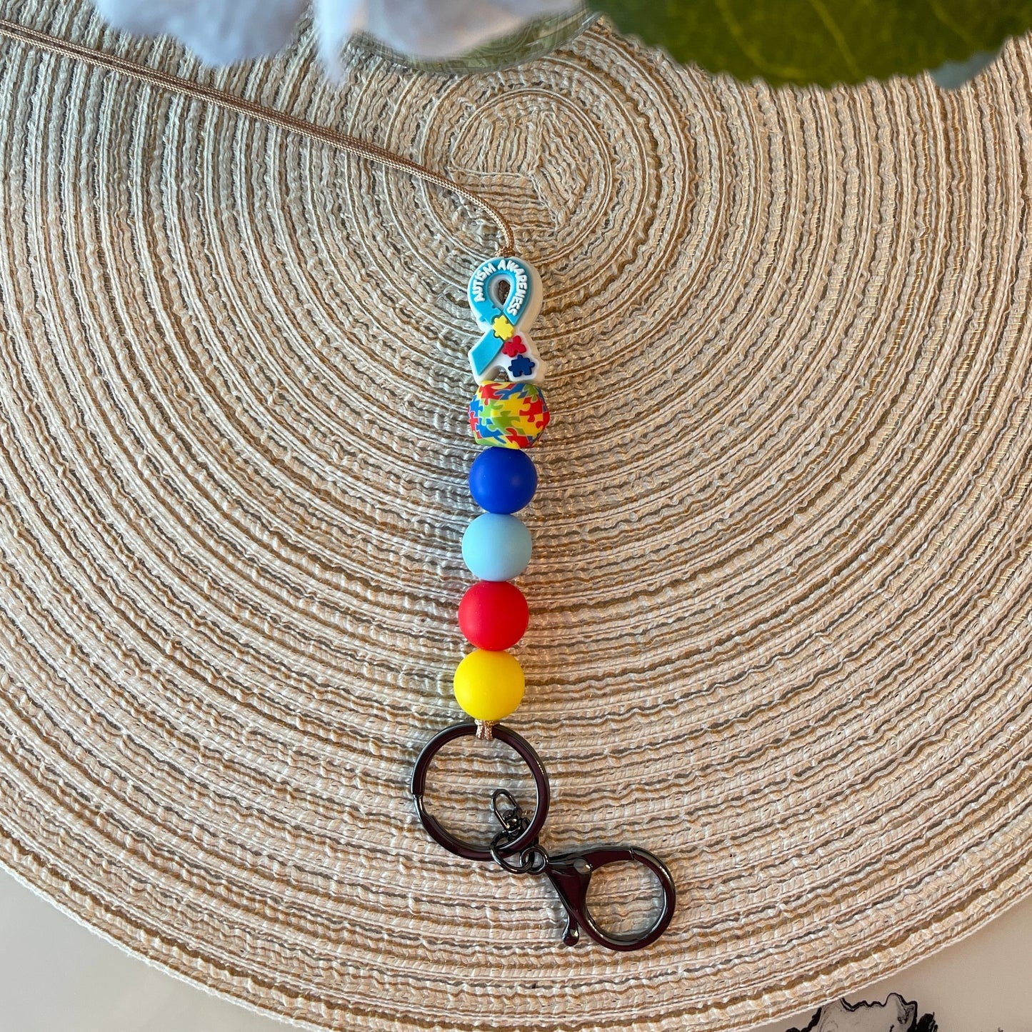 Autism Awareness Ribbon Handmade Beaded Lanyard| Workday Style