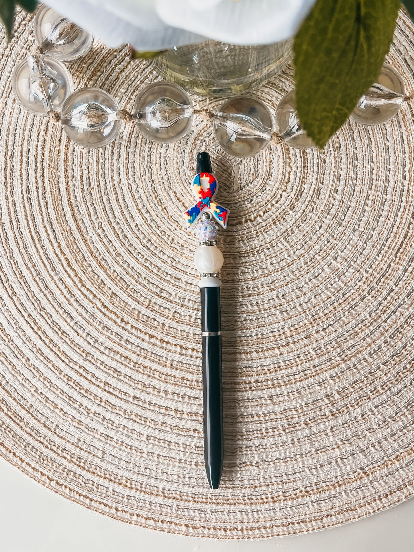 Autism Awareness Ribbon w/puzzle| Pen