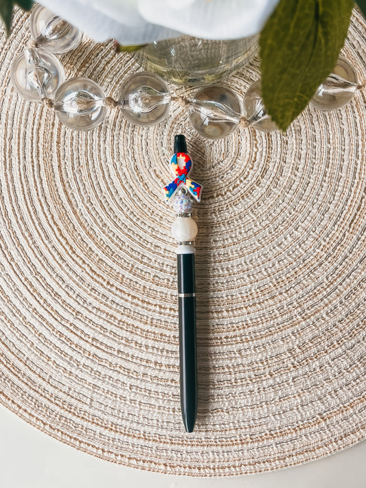 Autism Awareness Ribbon w/puzzle| Pen