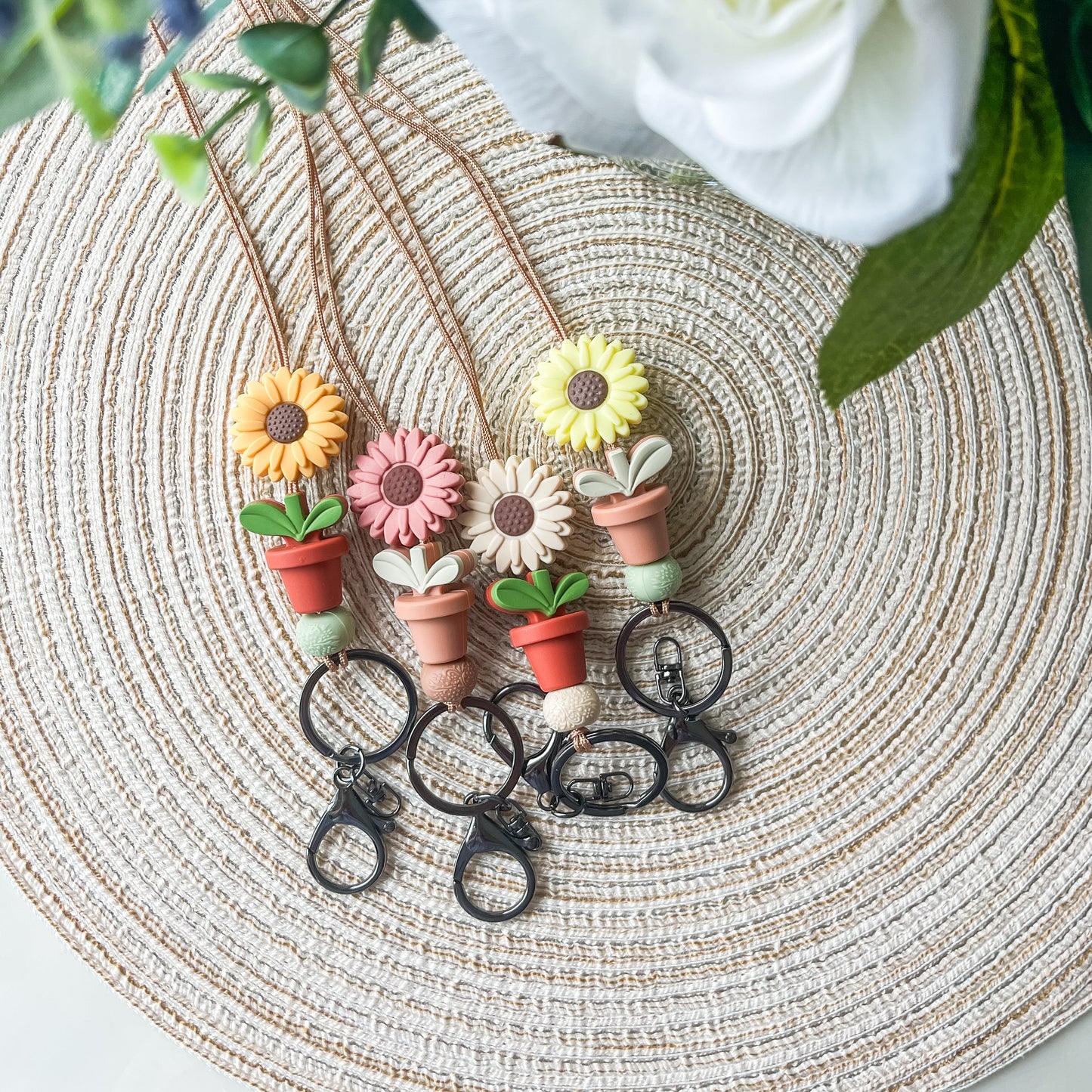 Flower Handmade Beaded Lanyard