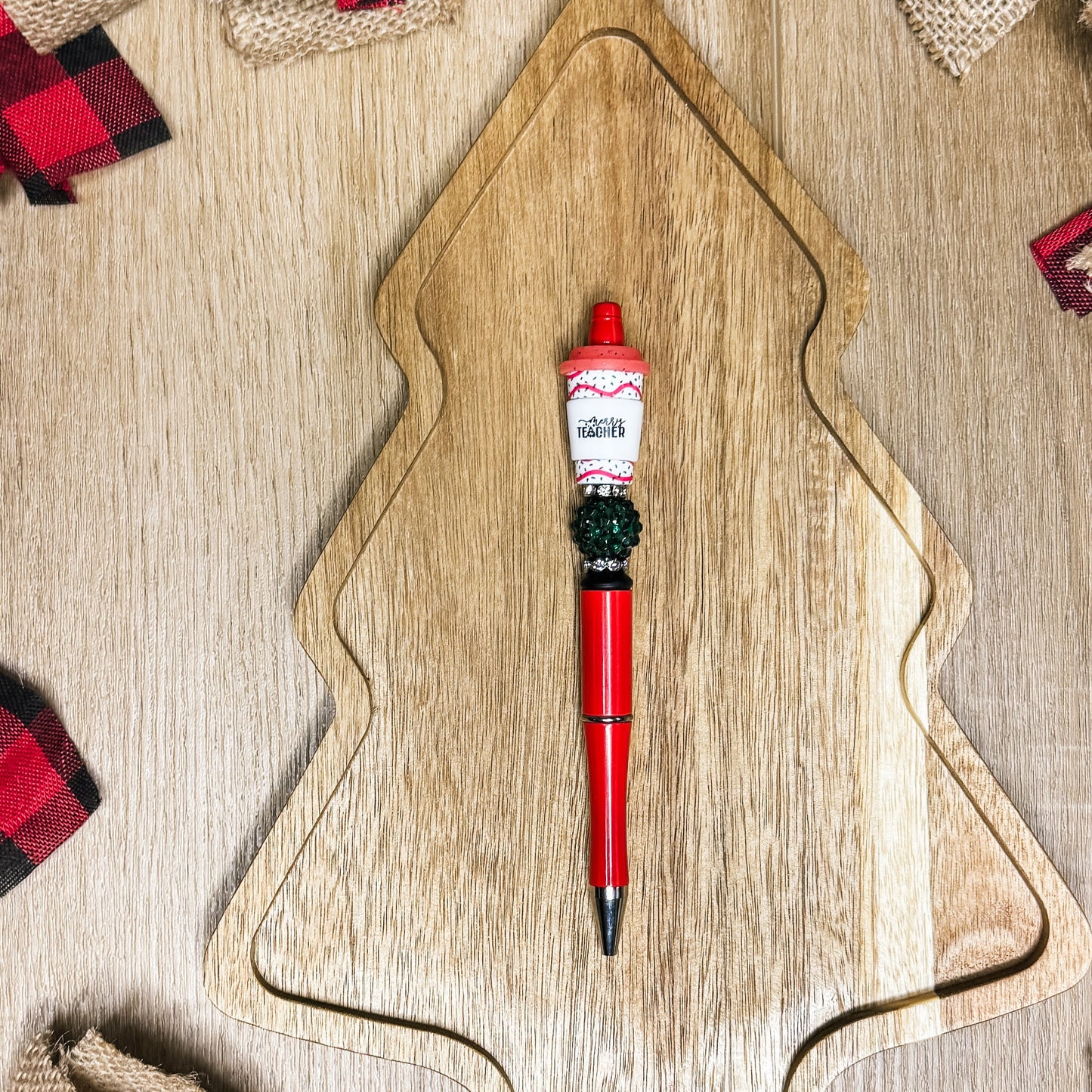Merry Teacher Coffee Cup Pen