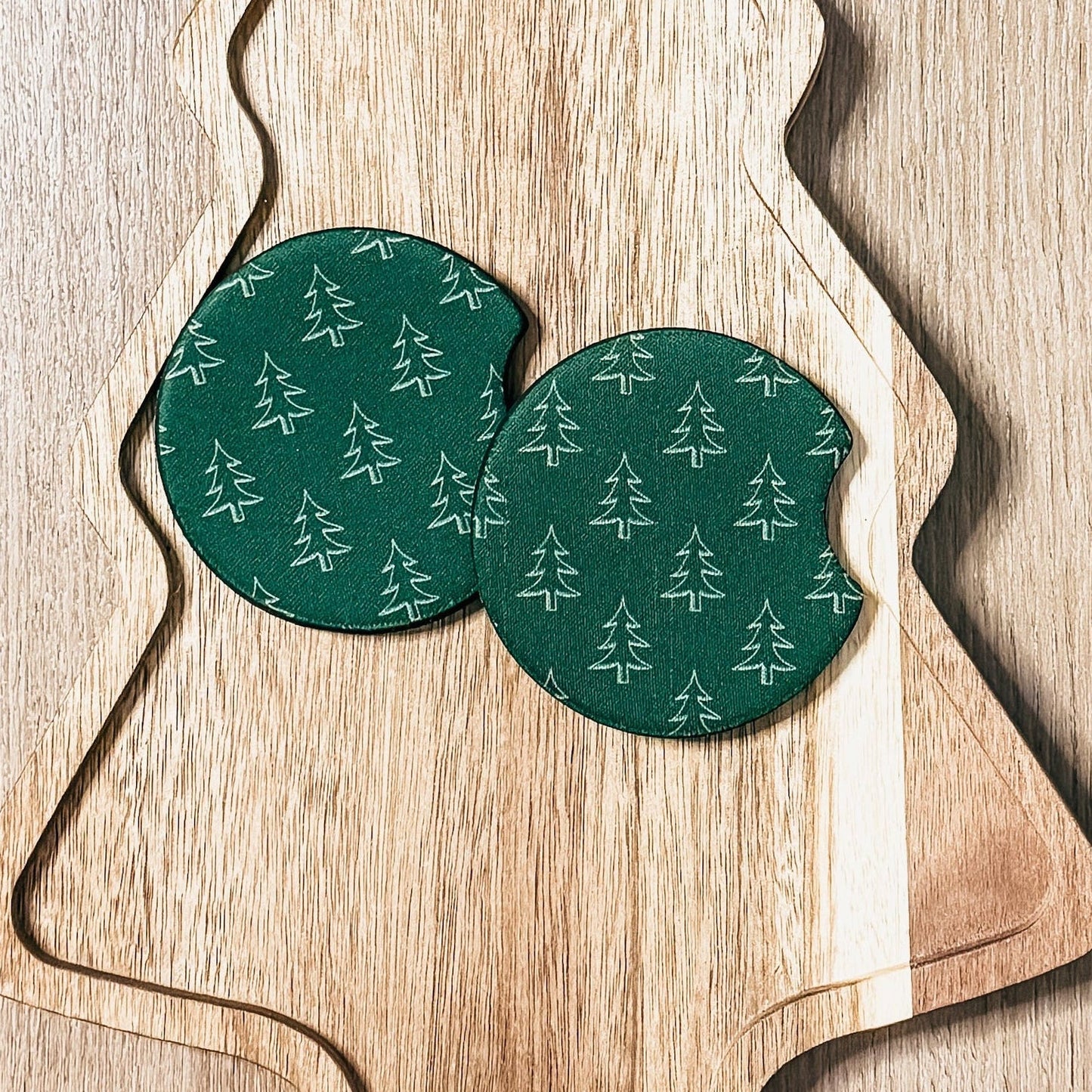 Green Christmas Trees | Car Coasters