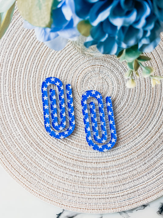 Blue and White Stars| Jumbo Paperclip