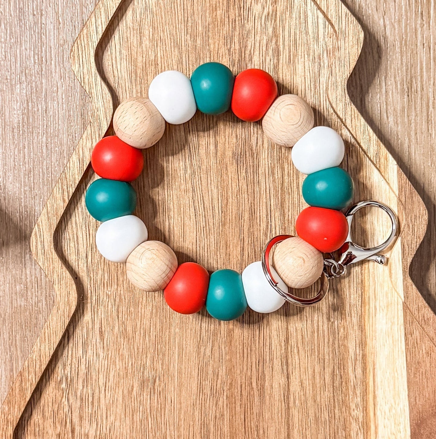 "Traditional Christmas" Handmade Beaded Wristlet Keychain| Everyday Essential