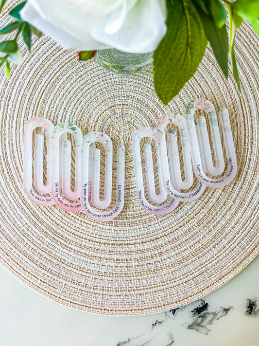 *NEW* Light Florals with Verses-{Set of 6}| Jumbo Paperclips