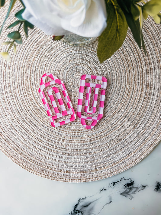 *New Style* Pink Checkered Jumbo Paperclip Bookmark