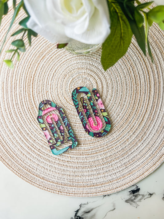 *New* Painted Florals Jumbo Paperclip Bookmark