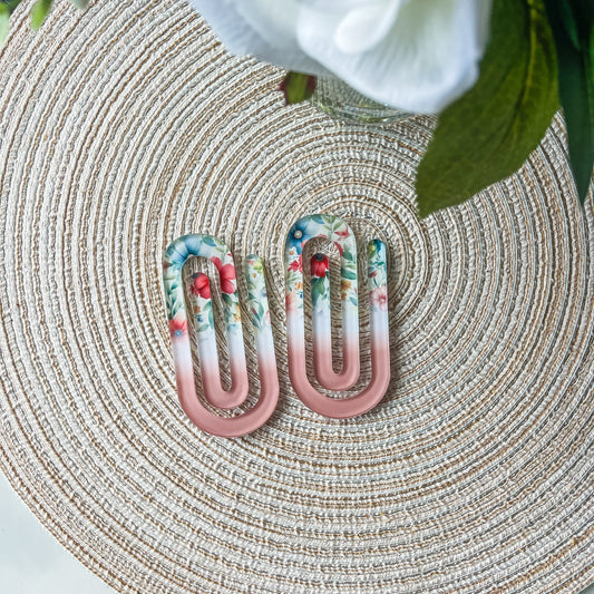 *New* Two Toned Floral Jumbo Paperclip Bookmark