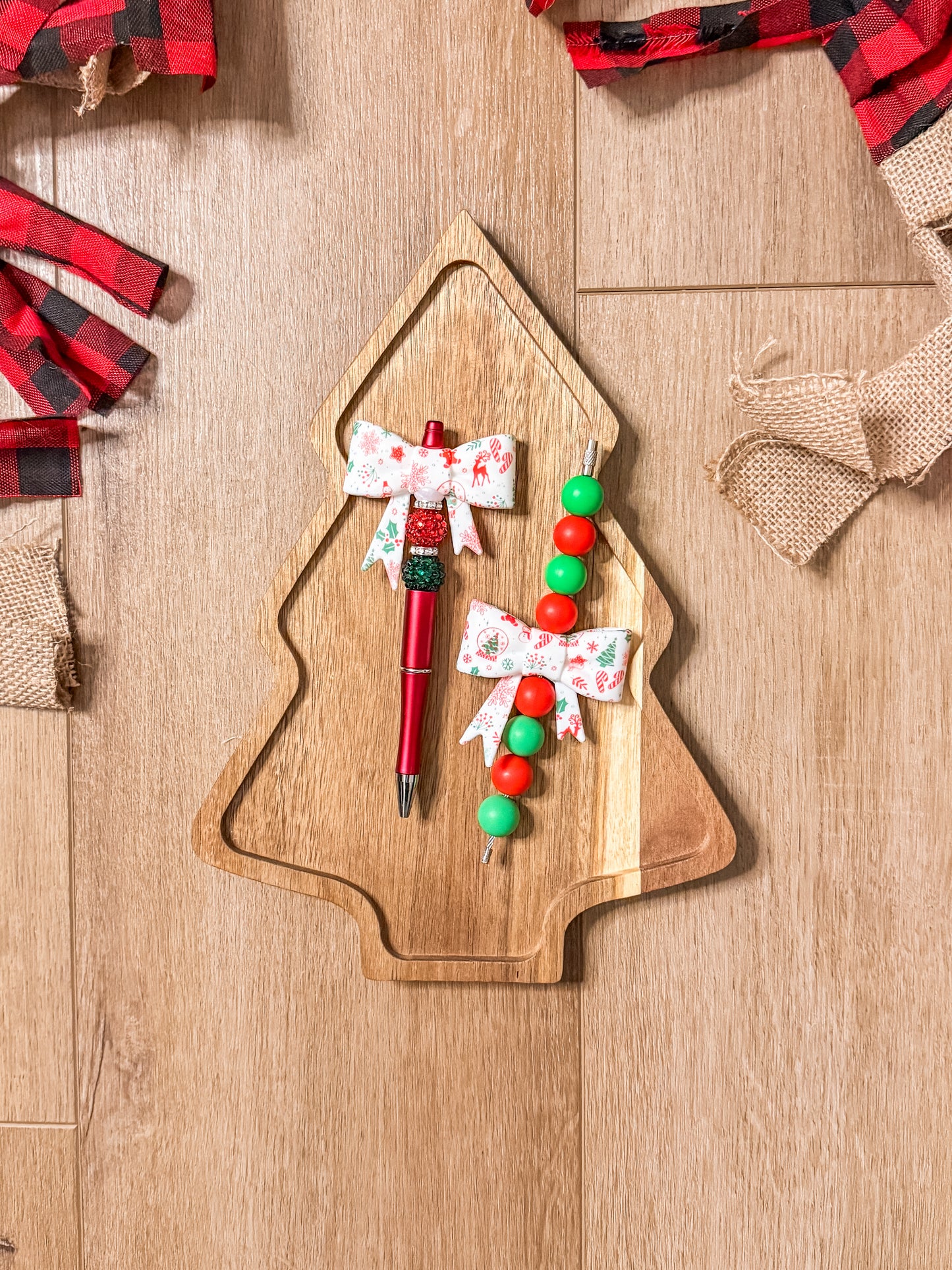 Christmas Bow Pen + Cup Charm