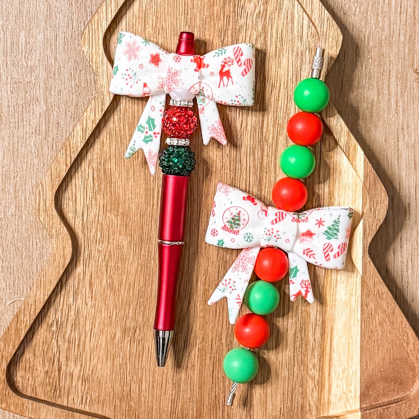 Christmas Bow Pen + Cup Charm