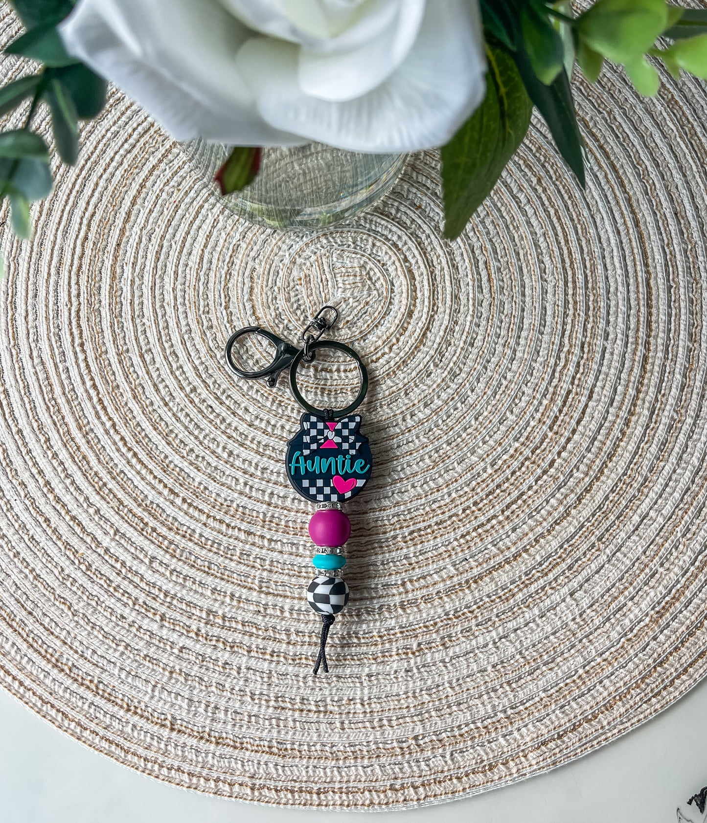 Checkered Auntie| Keychain