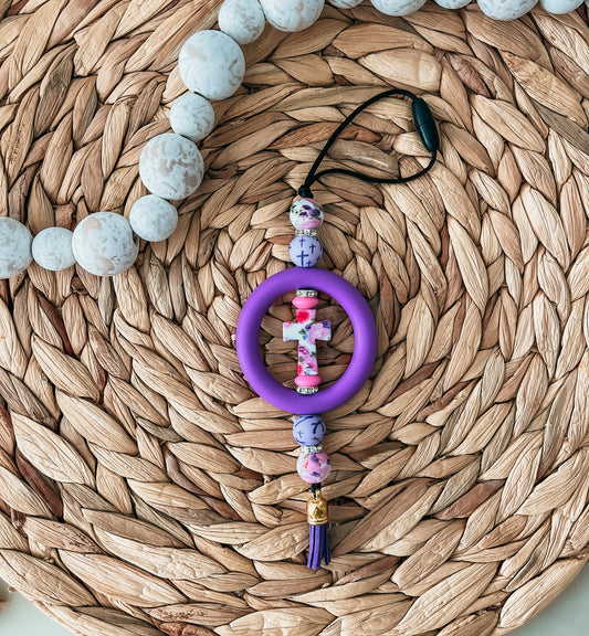 Floral Cross | Car Charm