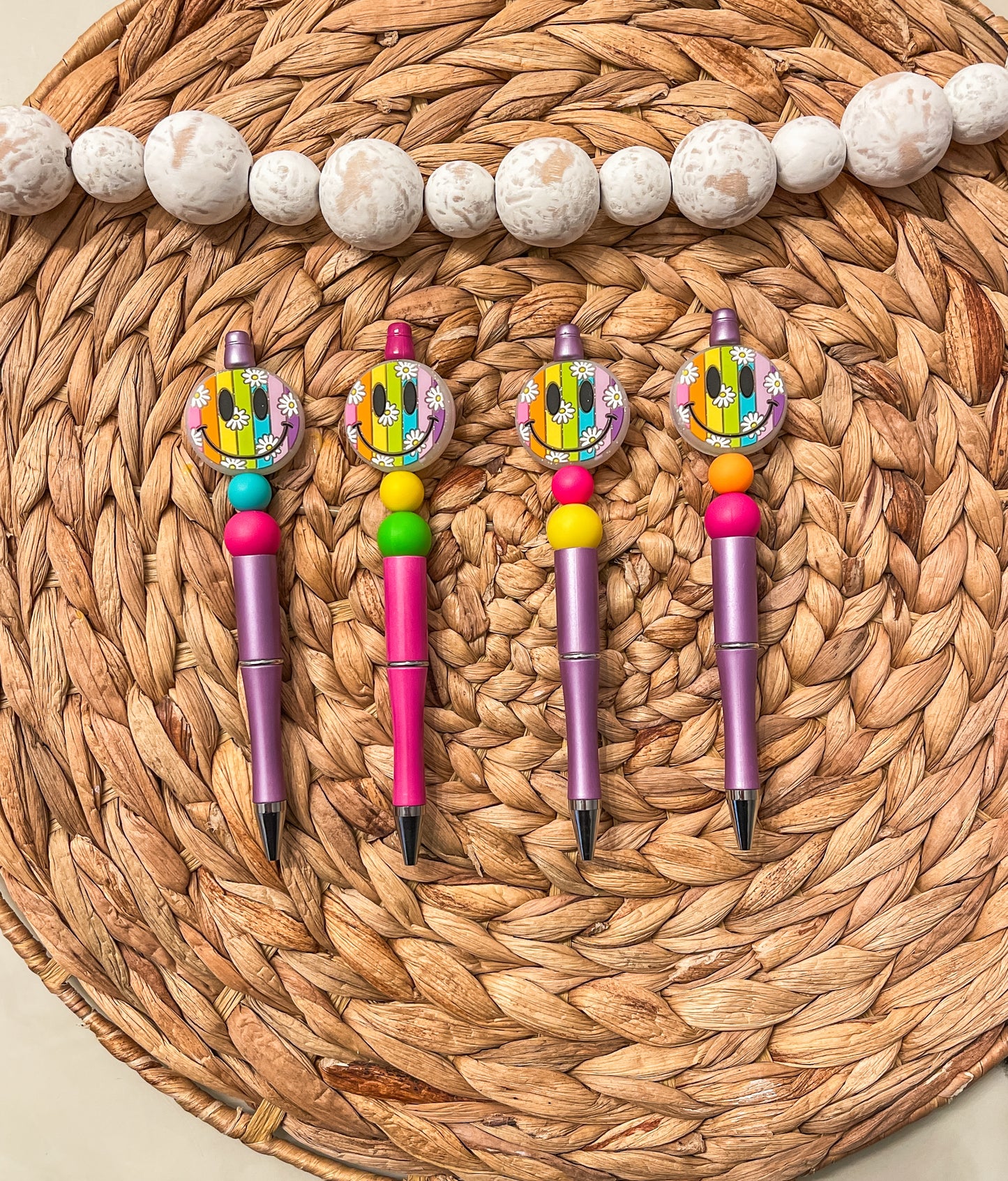 Rainbow Daisy Smiley Face| Pen
