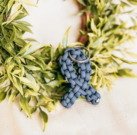 Gray Awareness Ribbon Keychain