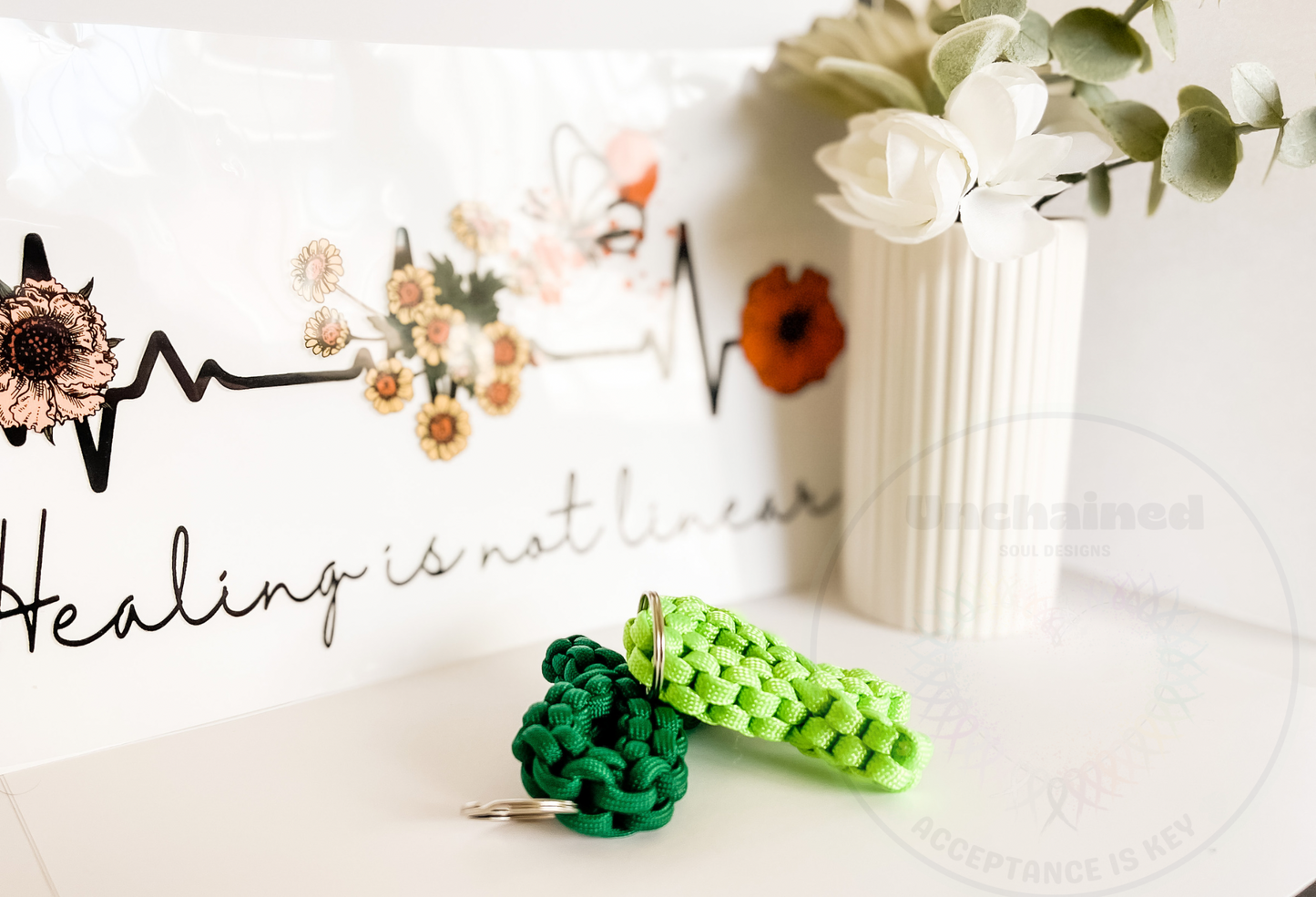 Lime Green Awareness Ribbon Keychain